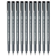 STAEDTLER Staedtler Pigment Liner Fineliner 0,3 mm luonnostelukyn    piirustuskyn    10 kpl pakkaus