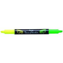 Pentel Twin checker Dual-Tip Highlighter Chisel Tip Yellow/Green Ink Pack of 12 (SLW8-GK)