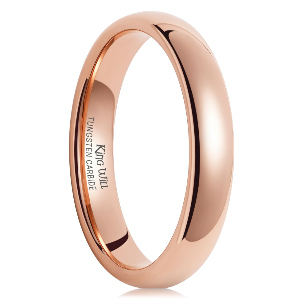King Will Glory 4mm Rose Gold Plated Polish Comfort Fit Domed Tungsten Carbide Ring Wedding Band 9.5-image-OPC-PGSQBWT-NEW