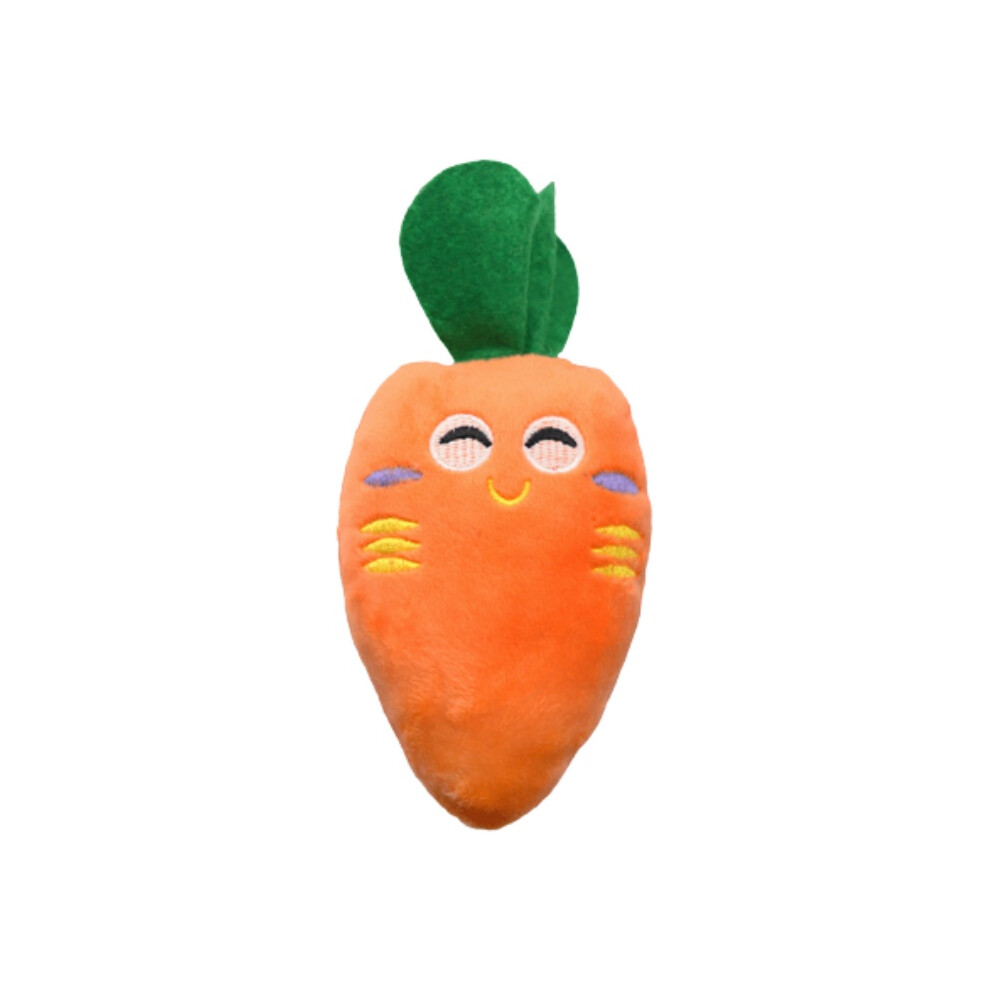 (Carrot) Pet Chew Dog Plush Toys Carrot Pepper Pumpkin Dolls Sound Puppy Squeak Eggplant