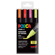 Posca uni set PC 5m Fluor - Pacchetto di 4 marker