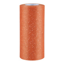 Senkary Glitter Tulle Roll Sparkling Tulle Ribbon Fabric Tulle Spool for Wedding Decoration Gift Wrapping 6 Inch by 25 Yards (Orange)