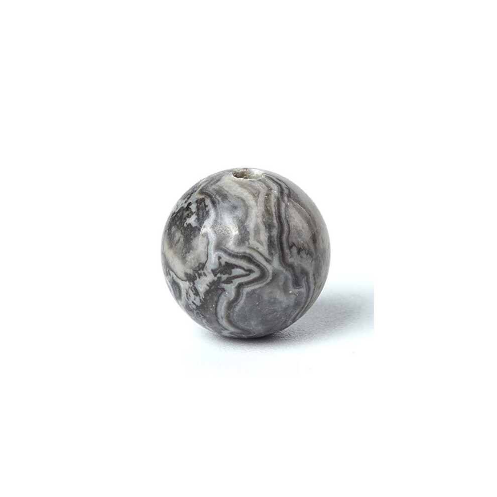 Lot De 100 Perles Rondes En Pierre Naturelle Grise De 10 Mm, Perles De GuéRison éNergéTique, Trou De 1 Mm, Lisses, Pour La Fabrication De Bracele-image