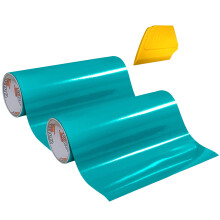Vinilo premium para manualidades ORACAL 751 turquesa brillante de 30 x 60 cm. Incluye esp tula r gida amarilla para detalles (paquete de 2 rollos