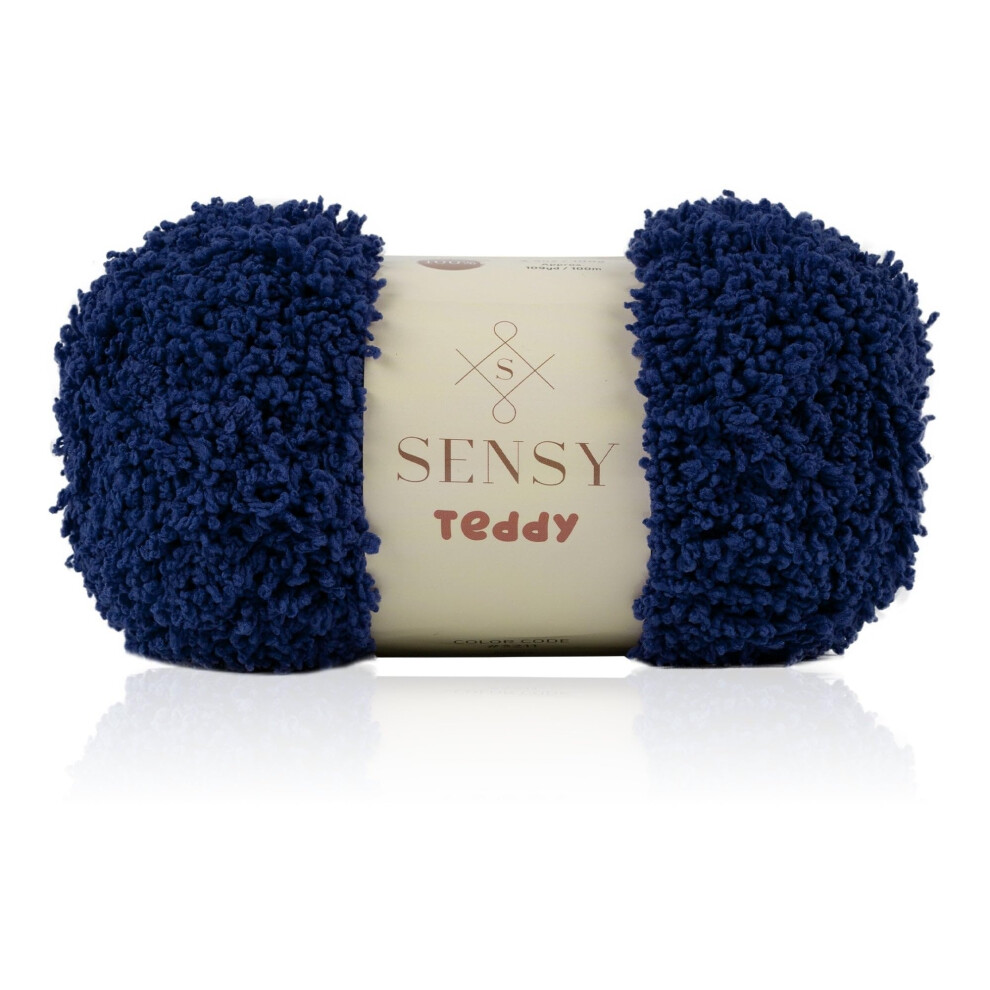 Sensy Teddy Sheepy Sherpa Fleece - Zacht, pluizig en comfortabel garen voor babydekens en amigurumi, 3,5 oz, 109 yards, gauge 5, bulky (marinebla