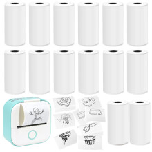 NLWELOA 14 Rolls 53mmx28mm Thermal Printer Paper Mini Colorful Self-adhesive Label Printer Paper for Phomemo Memoking Mini Printer Small Printer T02