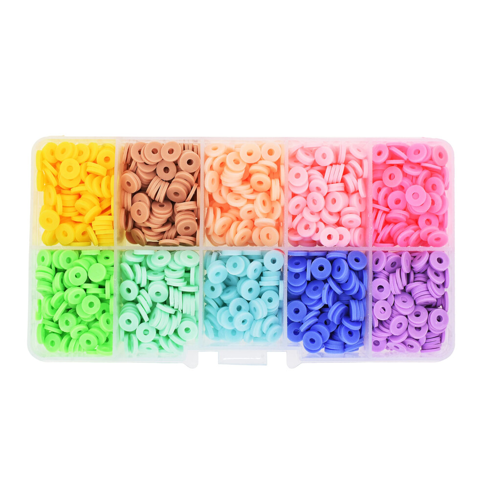 Mandala Crafts 6 Mm Pastell-Perlen-Set Aus Polymer-Ton Fur Freundschaftsarmbander 3000 Pastellfarbene Heishi-Perlen, Scheibenperlen Zur Schmuck-image