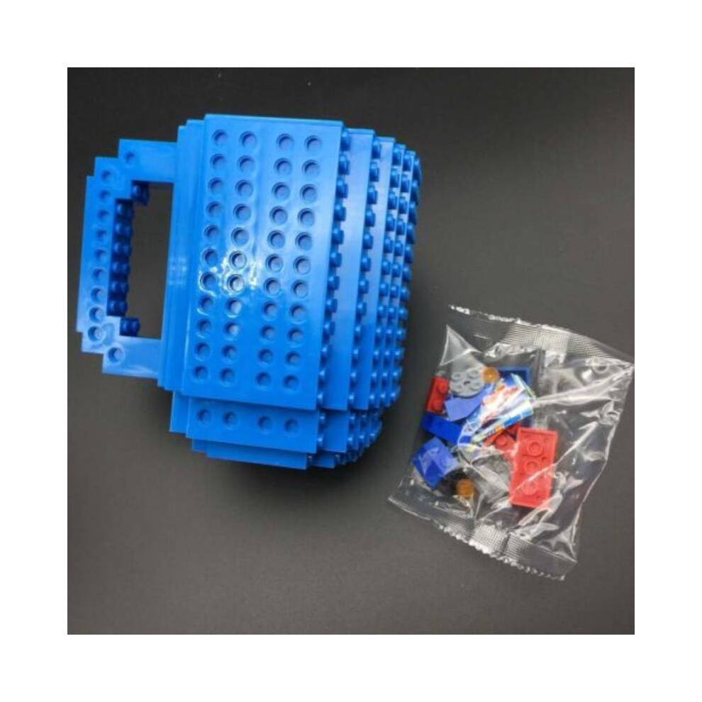 (Blue) Building Blocks Multicolor Cup Fashion Simple Cute Home Living Plastic Room Mug-image-OPC-PGSQG98-NEW