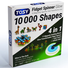 TOSY Magnet Fidget Spinner Glow - Easter Basket Stuffers Essentials for Kids/Teens 3in1 Toy: Transformable Fidget Spinner with 136 Magnets Infinity