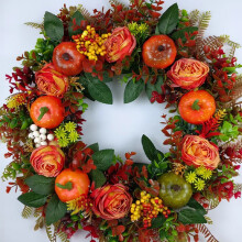 (50*50cm) Christmas Day Thanksgiving Wreath Ornament Front Door Wall Home Decoration