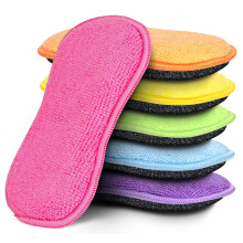 HOMEXCEL 6 Pack Multi-Purpose Scrub Sponges Non-Scratch Microfiber Sponge for Efficiently Cleaning Dishes Pots and Pans and More (Multicolor)
