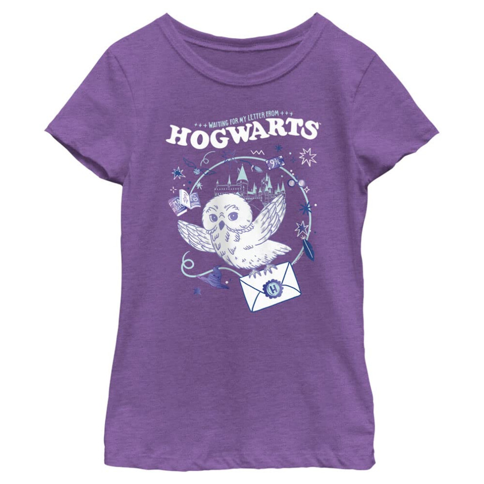 Harry Potter Girl's Hogwarts Messenger Owl T-Shirt  Pur Berry  X-Large
