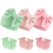 BQUBO jszltt Krhzi Kalapok Beanie Bow csecsemosapkk Babapamut karcmentes ujjatlan szett 0-6 hnapos korig