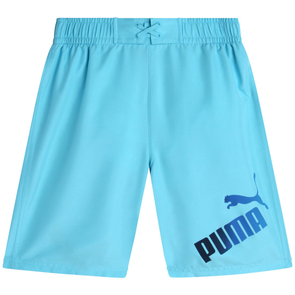 PUMA Boys' Swim Trunks - Quick Dry Swimsuit Shorts with Pockets and Mesh Lining - Swimming Trunks for Boys (Sizes 8-20)  Size 8  Blue Aqua