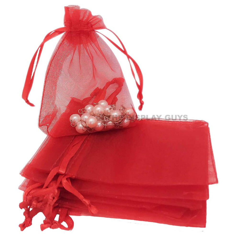 Thedisplayguys For Y Thedisplayguys 48-Pack 6X8 Red Sheer Organza Gift Bags With Drawstring Goodie Bags For Jewelry Candy Bags Treat Bags Wedding Favors Small Mesh Bag