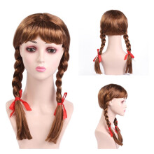 Adult Annabell Wig Cosplay Costume Accessory Doll Ponytails Halloween Party Bow