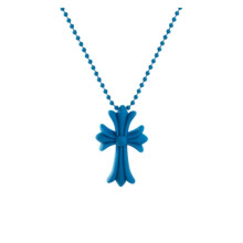 (Blue) Crucifix Chrome Hearts Religious Vintage Punk Pendant Amulet Pvc Cross Necklace