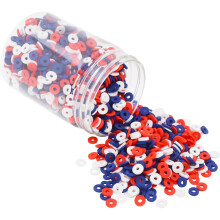 Mandala Crafts 6 mm patriotisches Polymer-Tonperlen-Set fr Freundschaftsarmbnder 3000 patriotische Heishi-Perlen, Scheibenperlen fr die Schmuckh