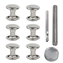 200 sets roestvrijstalen lederen klinknagels met gereedschapssets dubbele dop klinknagel buisvormige metalen noppen reparaties decoratie ambachtelijk