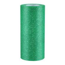 Senkary Glitter Tulle Roll Sparkling Tulle Ribbon Fabric Tulle Spool for Wedding Decoration Gift Wrapping 6 Inch by 25 Yards (Green)