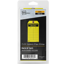 Avery Preprinted Maintenance Record Tags with String 5,75"""" x 3"""" Yellow Tags 25 Write On Hang Tags (62431)