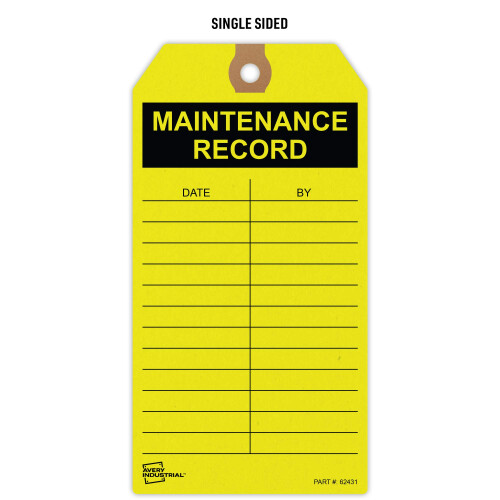 Avery Preprinted Maintenance Record Tags with String 5,75"""" x 3"""" Yellow Tags 25 Write On Hang Tags (62431) 1