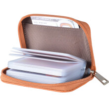 Easyoulife Genuine Leather Credit Card Holder Zipper Wallet With 26 Card Slots (Brown)