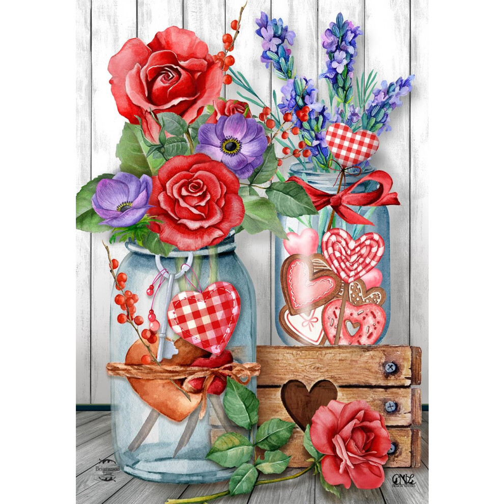 Briarwood Lane Love Filled Mason Jars Valentinstag-Gartenflagge, 31,8 X 45,7 Cm-image