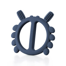 Haakaa Silicone Crab Baby Teether Teething Toys 360Baby Toothbrush Head for Infant Self-Brushing Training Food-Grade Silicone Steel Blue
