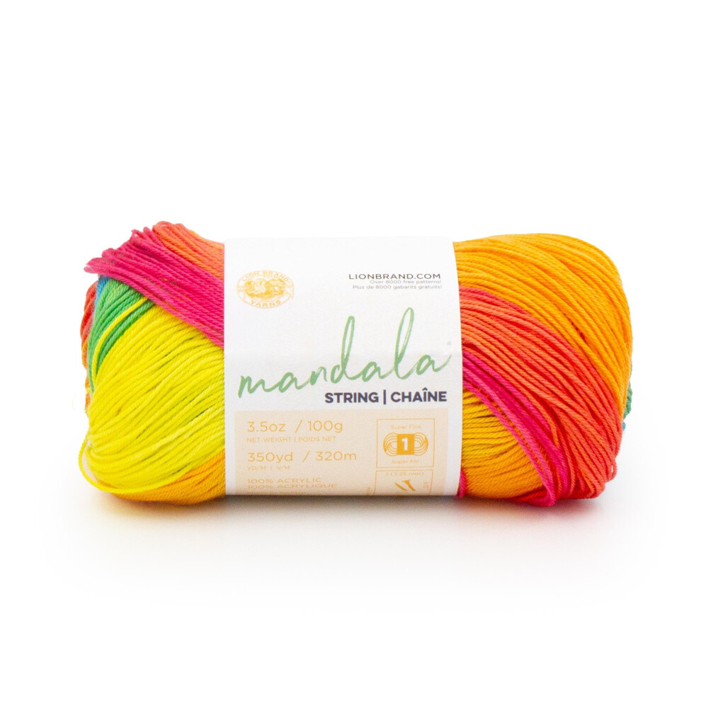 Lion Brand Yarn Mandala String  Fingering Yarn for Knitting and Crochet  Pop  1 Pack