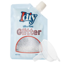 iDIY Ultra jemn trpytky (100 g 3,5 oz scek) se sckem a trychtrem pro snadn nalvn  extra jemn titanov strbro  ideln pro kutily koln p