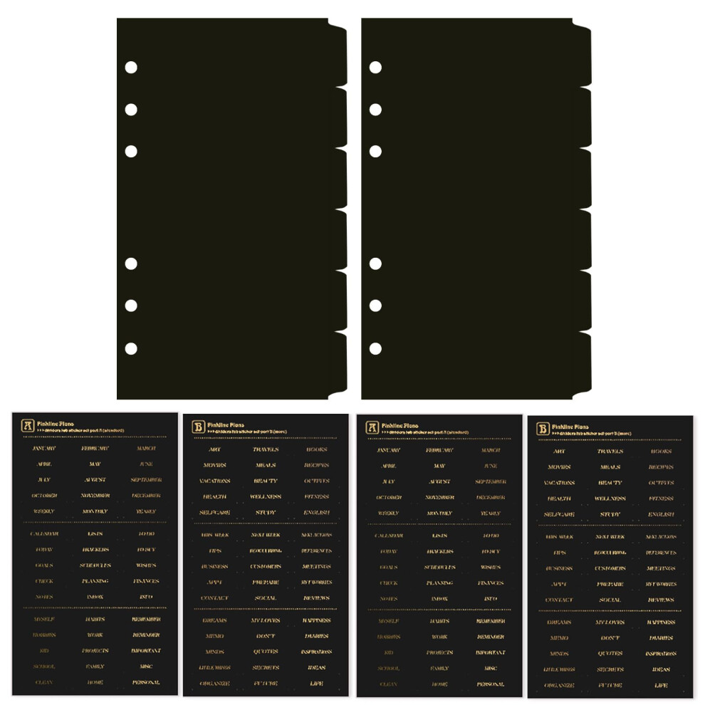 DY.2ten Black Binder Dividers for 6-Holes Ring Binder  1/6 Cut Tabs  A6 Size  Sturdy Plastic Dividers with 6 Tabs for School Office Home  2 Sets  12 D-image-OPC-PGSQYX2-NEW