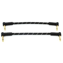 Fender Deluxe Series Patch Cable Guitar Cable Guitar Accessories Short Instrument Cable for Guitar Effects Pedal Angle/Angle Black Tweed 6in 2-