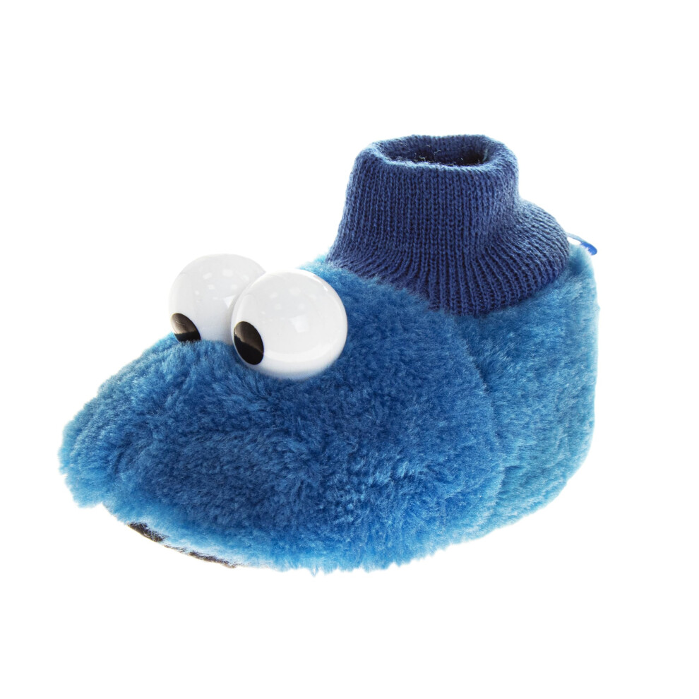 Sesame Street Slipper Puppet House Shoes - Cookie Monster Slipper Kids Boys Girls Warm Plush Sandals - Blue 3D CookieMonster (size 7-8 Toddler)