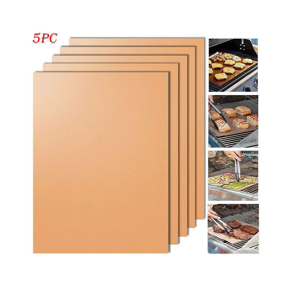 (5pc) Heat 5pc Resistant Bbq Grill Mat Bakeware Portable Easy Clean Grill Tool Pad Bbq