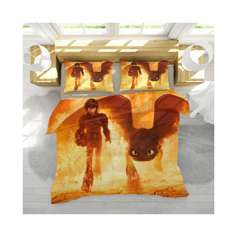 (Fire, Double?3pc?) How Train To Your Dragon Design Bedding Set 2pc3pc Of Pillowcase Duvet Cover
