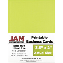 JAM PAPER Tulostettavat kδyntikortit - 3 1/2 x 2 - Brite Hue Ultra Lime - 100 / pakkaus