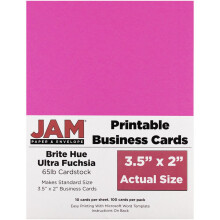 JAM PAPER Tulostettavat kδyntikortit - 3 1/2 x 2 - Brite Hue Ultra Fuchsia - 100 / pakkaus