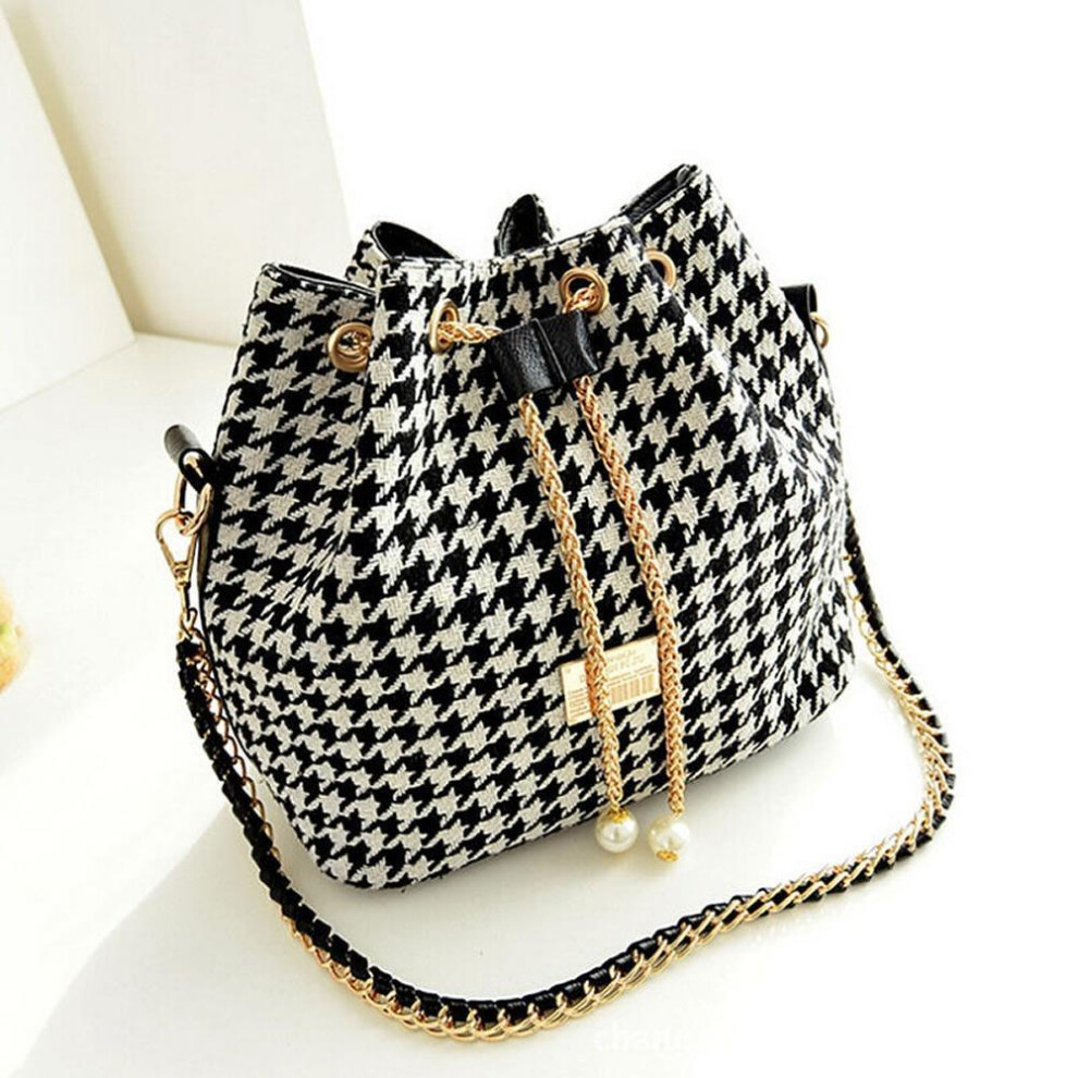 (Black) Women Bucket Bag Canvas Handbags Messenger Bags Female Crossbody Shoulder Bags Bag Purse Clutch Black