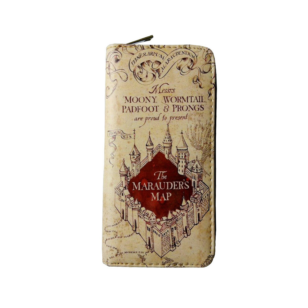 (Map-Long) Harry Wallet Potter Purse Hogwarts Marauders Map Badge Castle Satchel Wallet