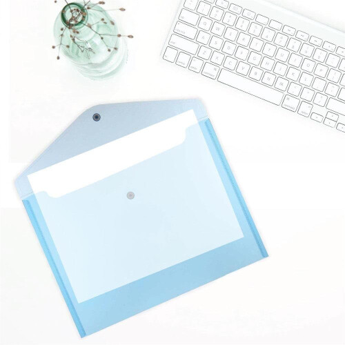 JAM PAPER Plastic Envelopes with Snap Closure - Letter Booklet - 9 3/4 x 13 - Blue - 3/Pack 1