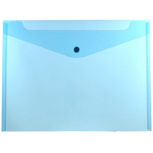 JAM PAPER Plastic Envelopes with Snap Closure - Letter Booklet - 9 3/4 x 13 - Blue - 3/Pack