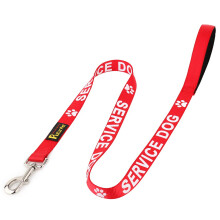 Plutus Pet Service Hundeleine mit weichem, mit Neopren gepolstertem Griff, beidseitig bedruckt mit großen Buchstaben, 1,2 m lang, rot, 2,5 cm breit,