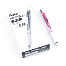 Pentel EnerGel Pearl Deluxe RTX Retractable Liquid Gel Pen  (0.7mm)  Accent  Pink Ink  Box of 12 (BL77PW-P)