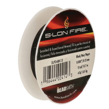 De Beadsmith S-Lon Fire - Gevlochten en gesmolten kralendraad - 4lb. Test .005 /.12mm Diameter 15 Yard Spoel Zwarte Kleur - Supersterk Rijgmateriaal