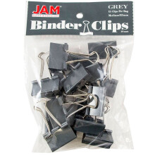 JAM PAPER Kleurrijke Binderclips - Medium - 1 1/4 Inch (32 mm) - Grijze Binderclips - 15/Verpakking