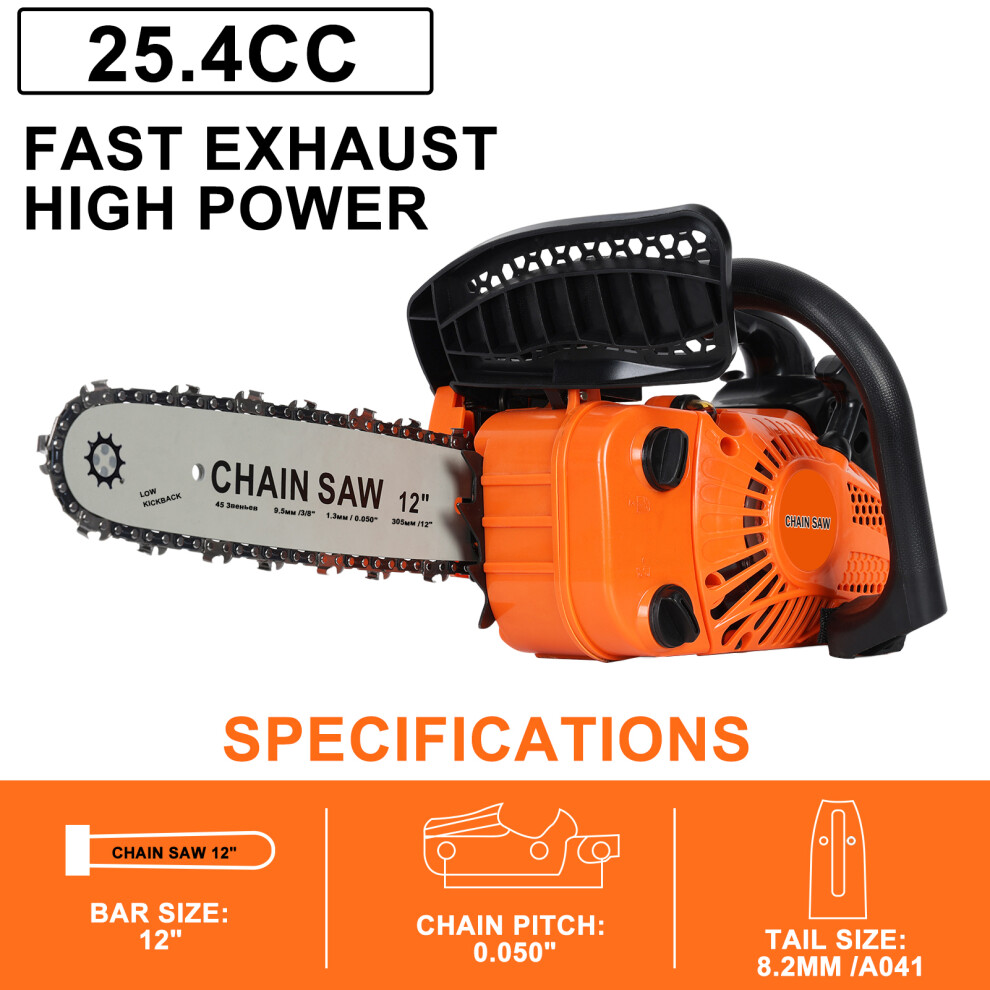 25.44cc Handle Petrol Chainsaw 12",Limbing Topping Felling