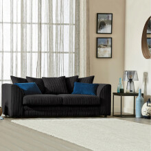 (3 Seater, Black) Milo Jumbo Cord 3 and 2 Seater Sofa