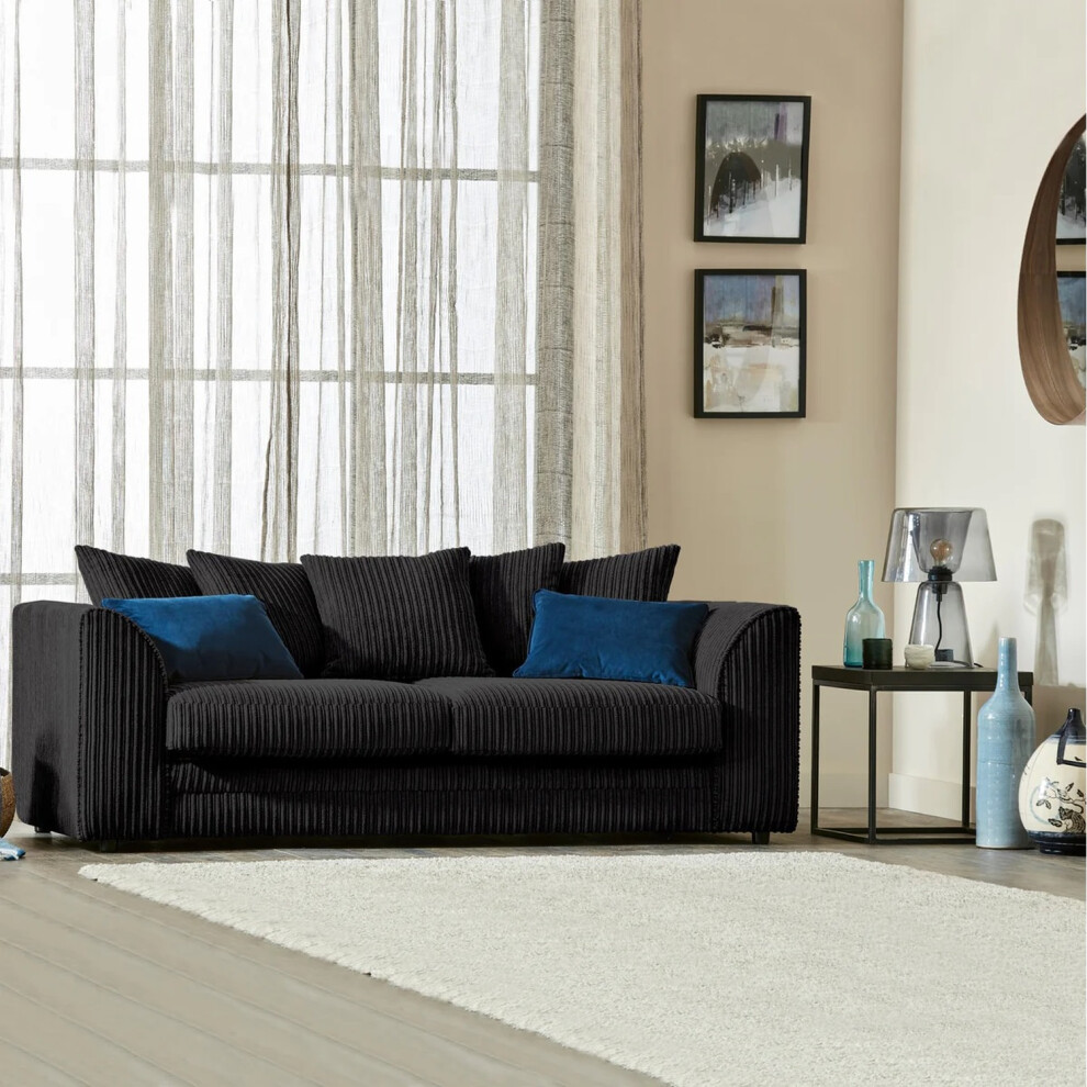 Snugg Furniture (3 Seater, ) Milo Jumbo Cord 3 And 2 Seater Sofa Black