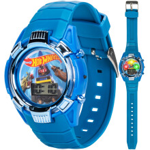 Relógio Hot Wheels para Crianças - Display LCD Iluminado, Pulseira Ajustável, Lata Colecionável